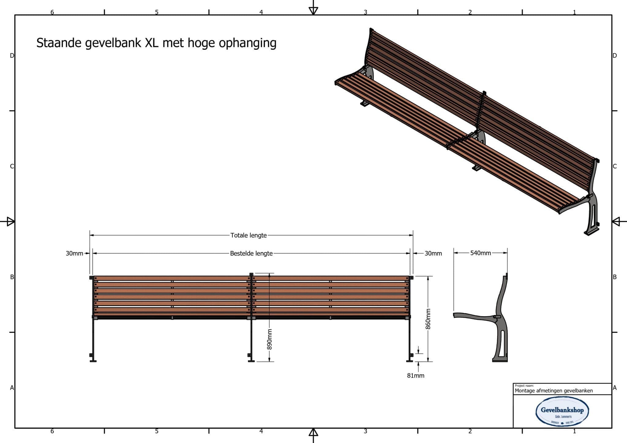 XL Gevelbank - staand, hangend óf zelfstaand - Afbeelding 44