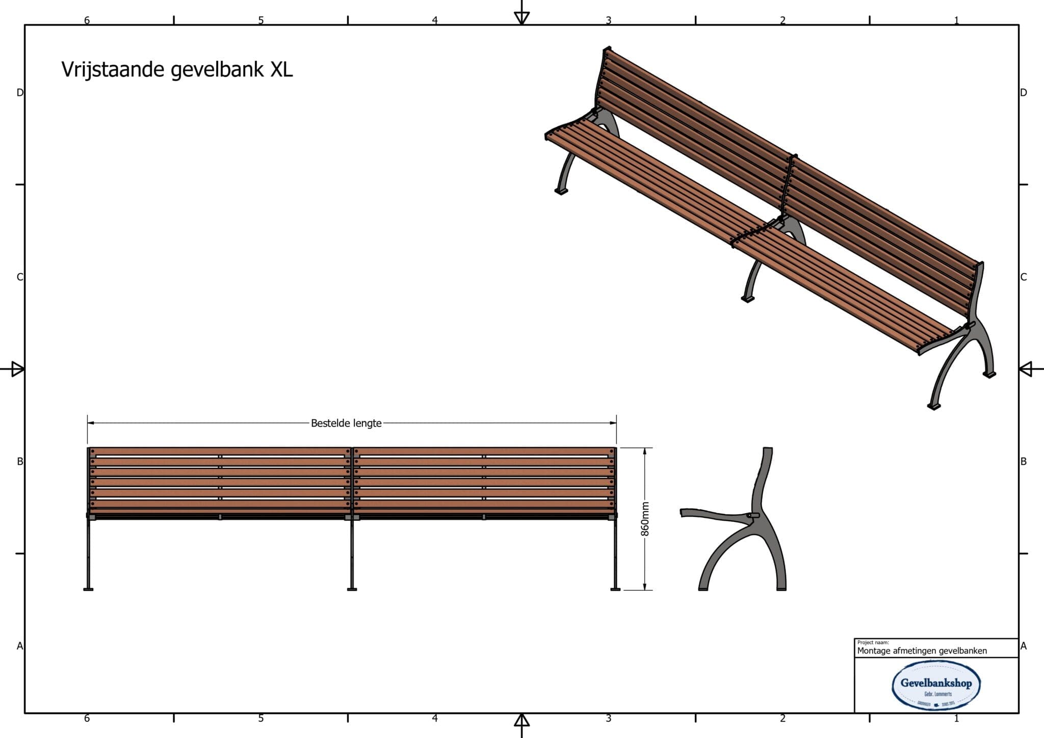 XL Gevelbank - staand, hangend óf zelfstaand - Afbeelding 45