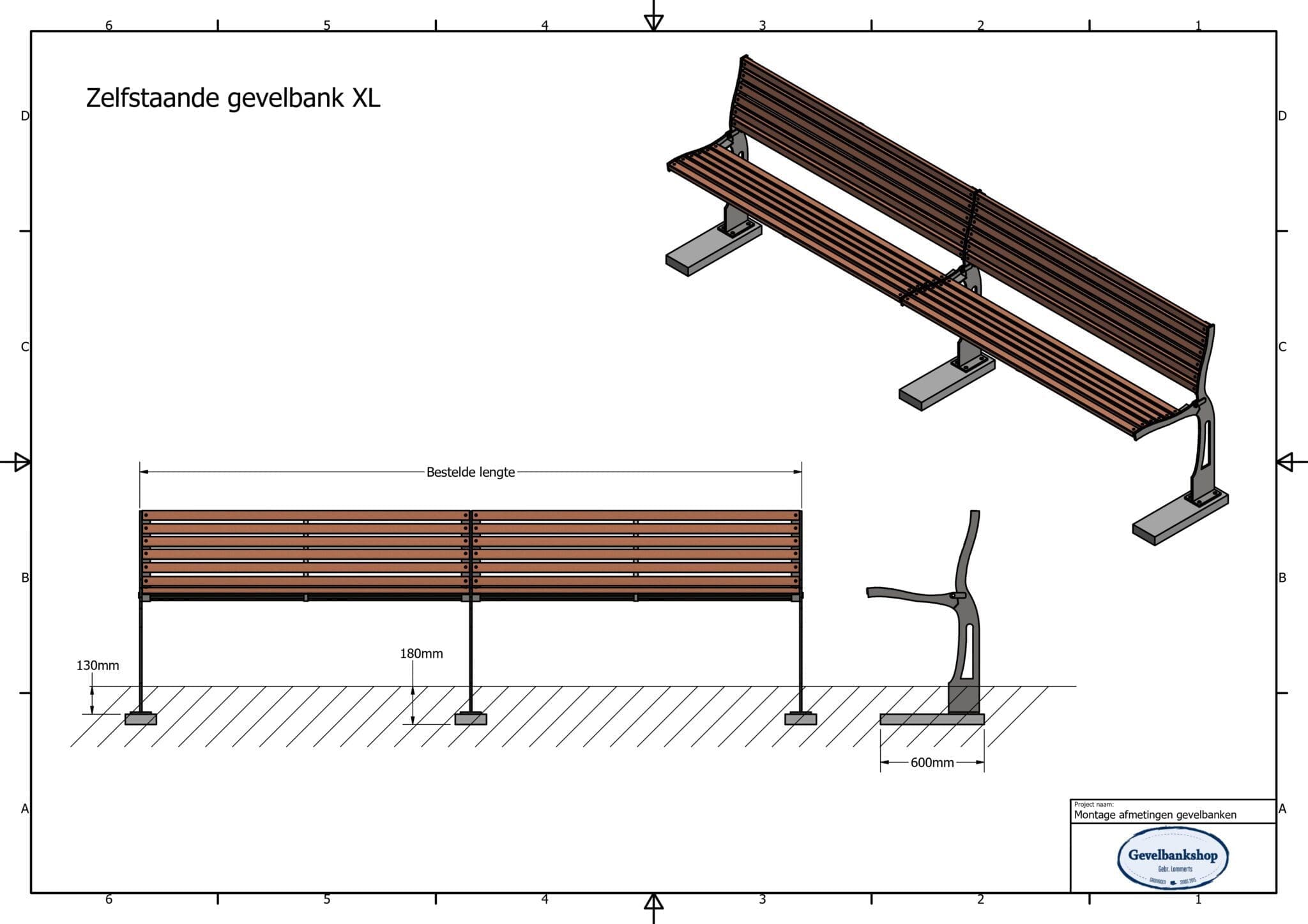 XL Gevelbank - staand, hangend óf zelfstaand - Afbeelding 48